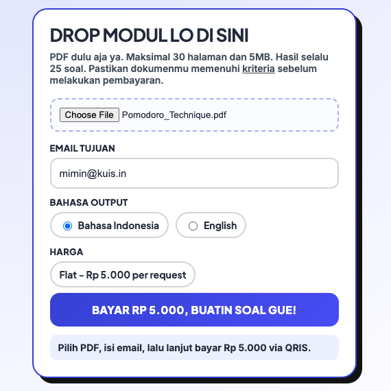 Upload file, pilih email tujuan, dan bahasa output