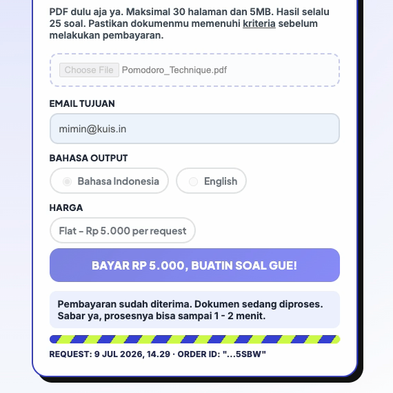 Proses berjalan setelah pembayaran selesai