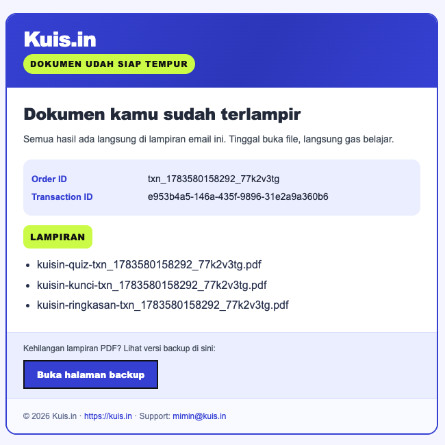 Contoh email yang dikirim ke user